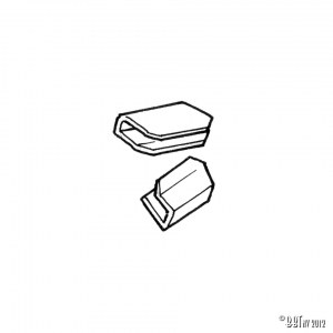 End piece for moulding license plate holder, as pair