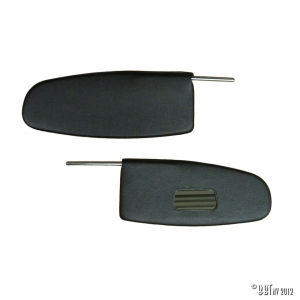 Sun visors, pair, black, with mirror