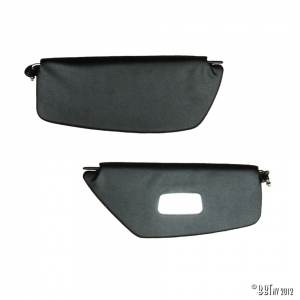 Sun visors, pair, black, with mirror